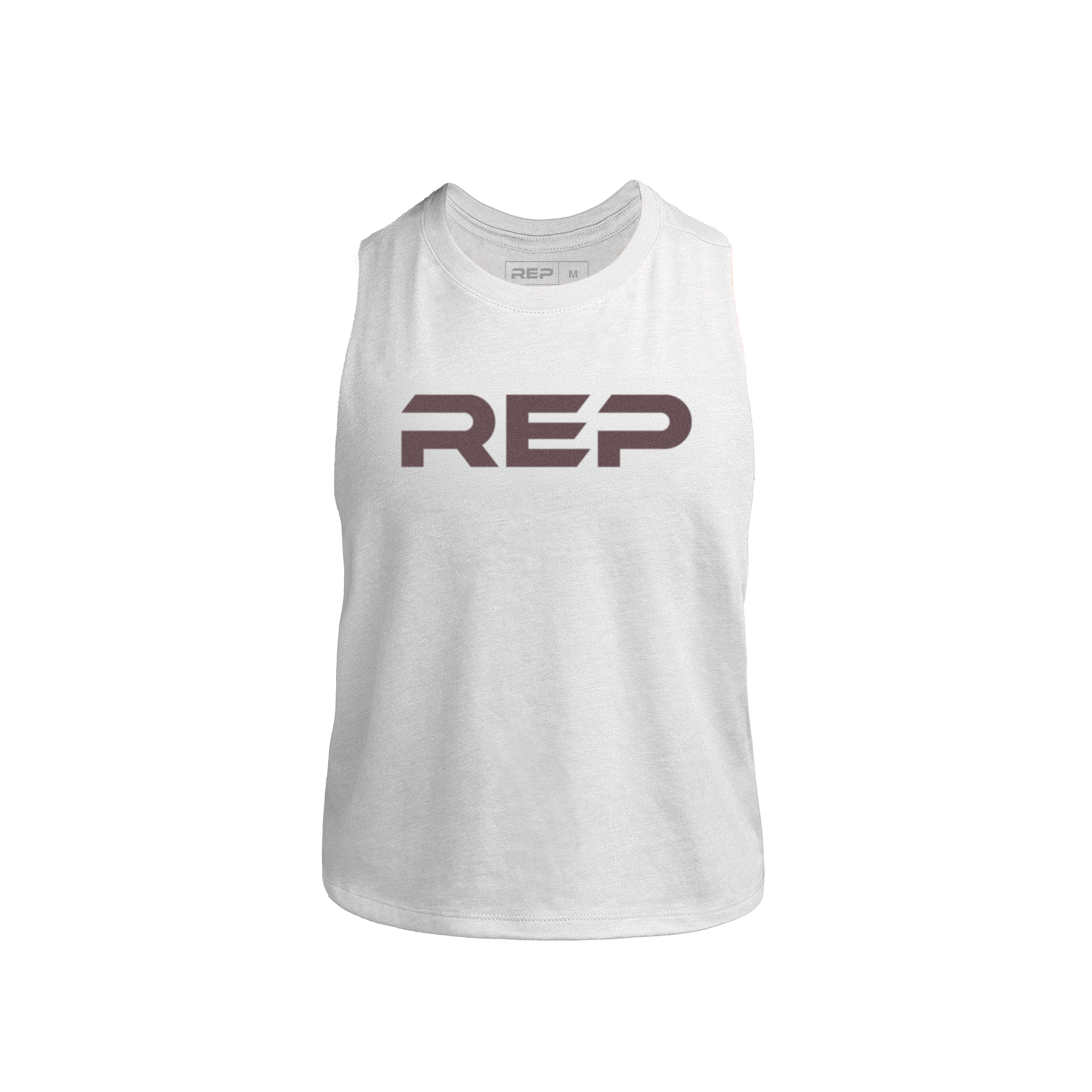 Women's Daily Driver Cropped Dual-Blend Tank - Heather White/Cocoa / X-Small